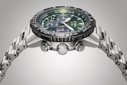 Promaster Sky Eco-Drive Chrono Stål / Grønn 40mm
