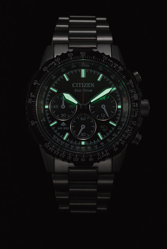Promaster Sky Eco-Drive Chrono Stål / Grønn 40mm