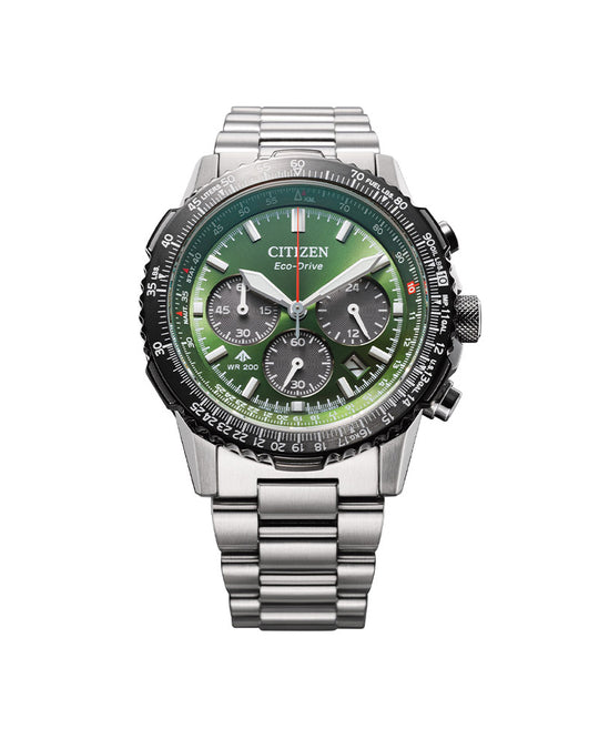 Promaster Sky Eco-Drive Chrono Stål / Grønn 40mm