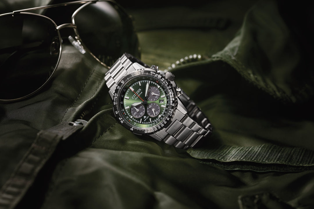 Promaster Sky Eco-Drive Chrono Stål / Grønn 40mm