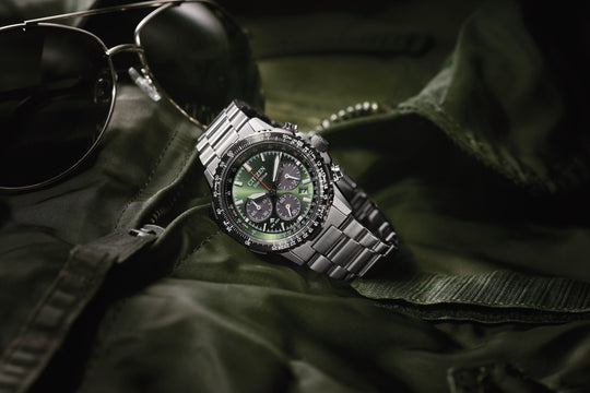 Promaster Sky Eco-Drive Chrono Stål / Grønn 40mm