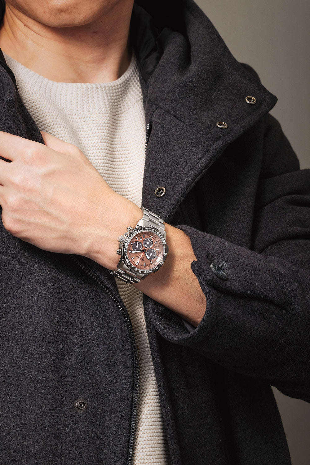 Promaster Sky Eco-Drive Chrono Stål / Fersken 40mm