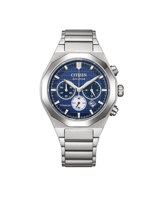 Super-Titanium Zenshin Senkei Eco-Drive Sølvfarget / Blå 41mm