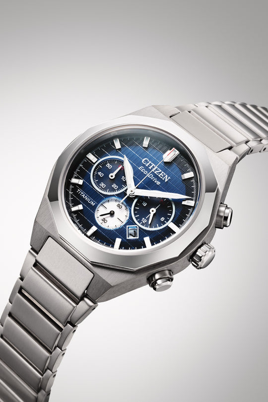 Super-Titanium Zenshin Senkei Eco-Drive Sølvfarget / Blå 41mm