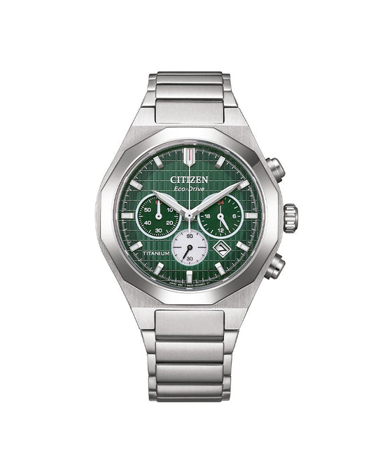 Super-Titanium Zenshin Senkei Eco-Drive Sølvfarget / Grønn 41mm