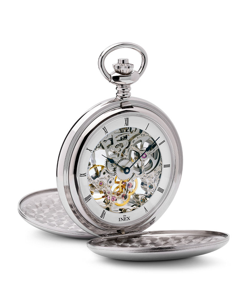 Inex Lommeur Mekanisk Sølvplett / Hvit 54mm