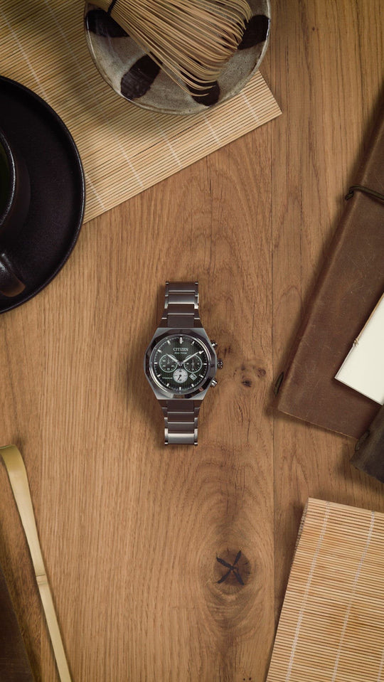 Super-Titanium Zenshin Senkei Eco-Drive Sølvfarget / Grønn 41mm