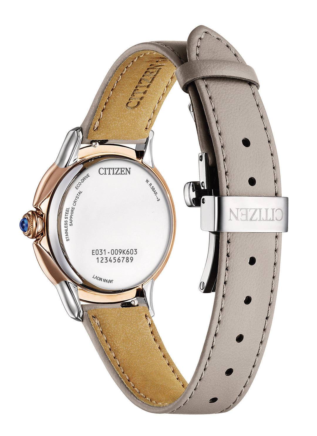 Citizen Ceci Eco-Drive dameklokke med beige rem, tofarget stål (33mm)