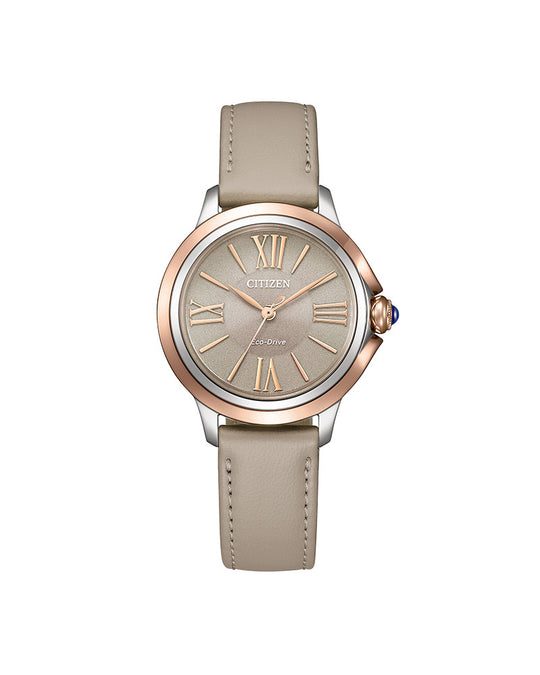 Citizen Ceci Eco-Drive dameklokke med beige rem, tofarget stål (33mm)