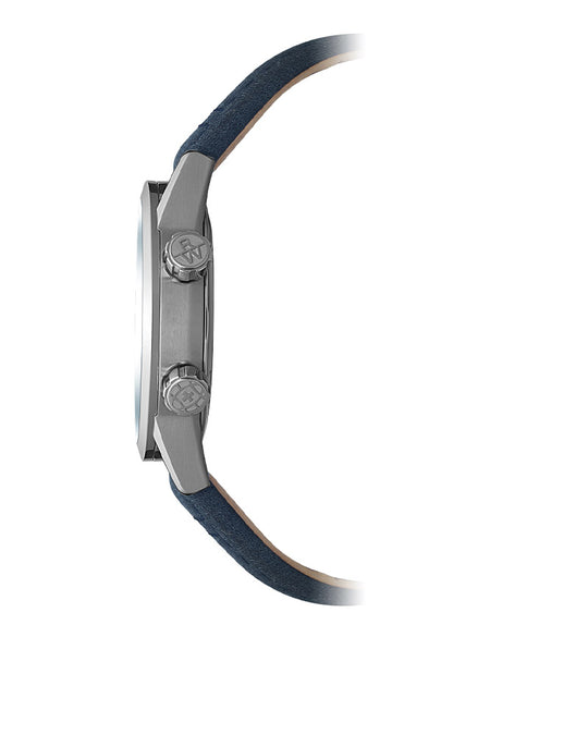 Freelancer Mens GMT Worldtimer Skinn / Blå 41mm