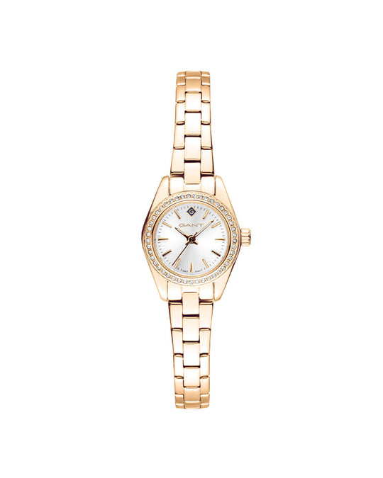 Gant Fairhaven Bijou dameklokke i gullfarget stål med stener (22mm)