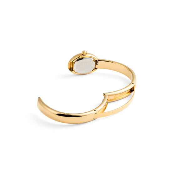 Mockberg Belle Oval Petite Bangle dameklokke i gullfarget stål (26mm) Small