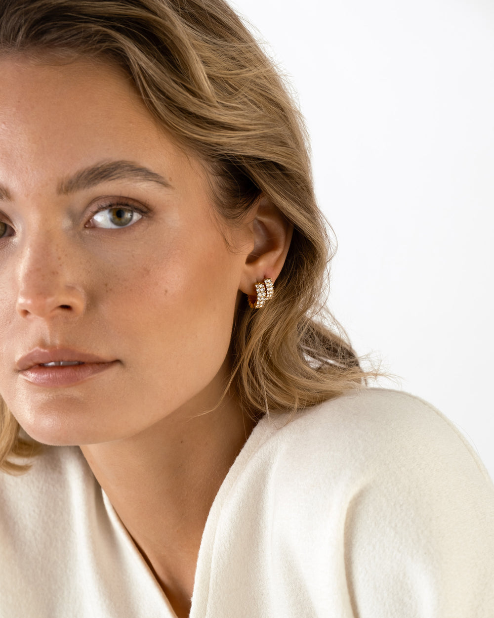 Midnight Gold Hoops Small
