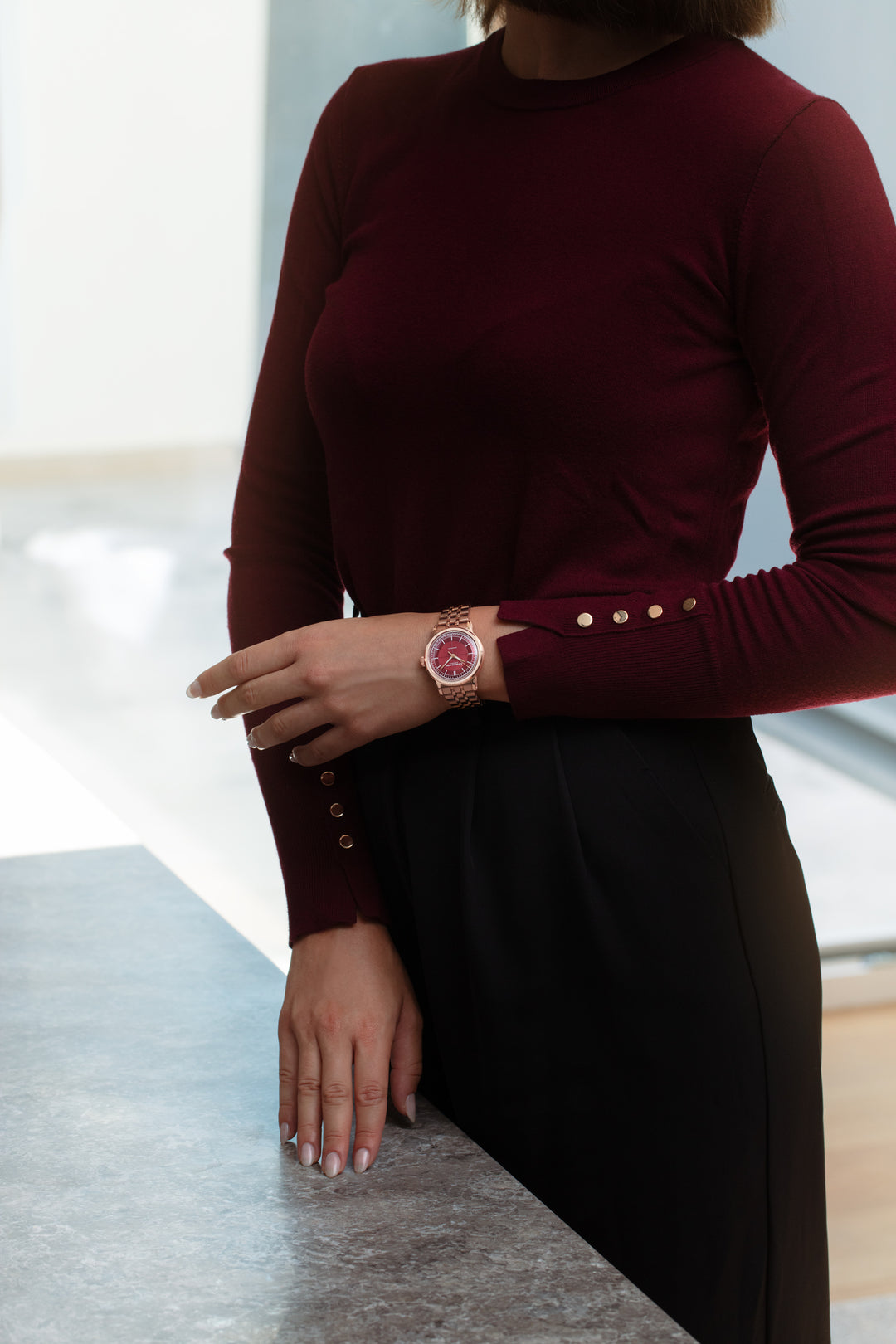 Millesime Automatic Roséfarget / Burgunder 35mm