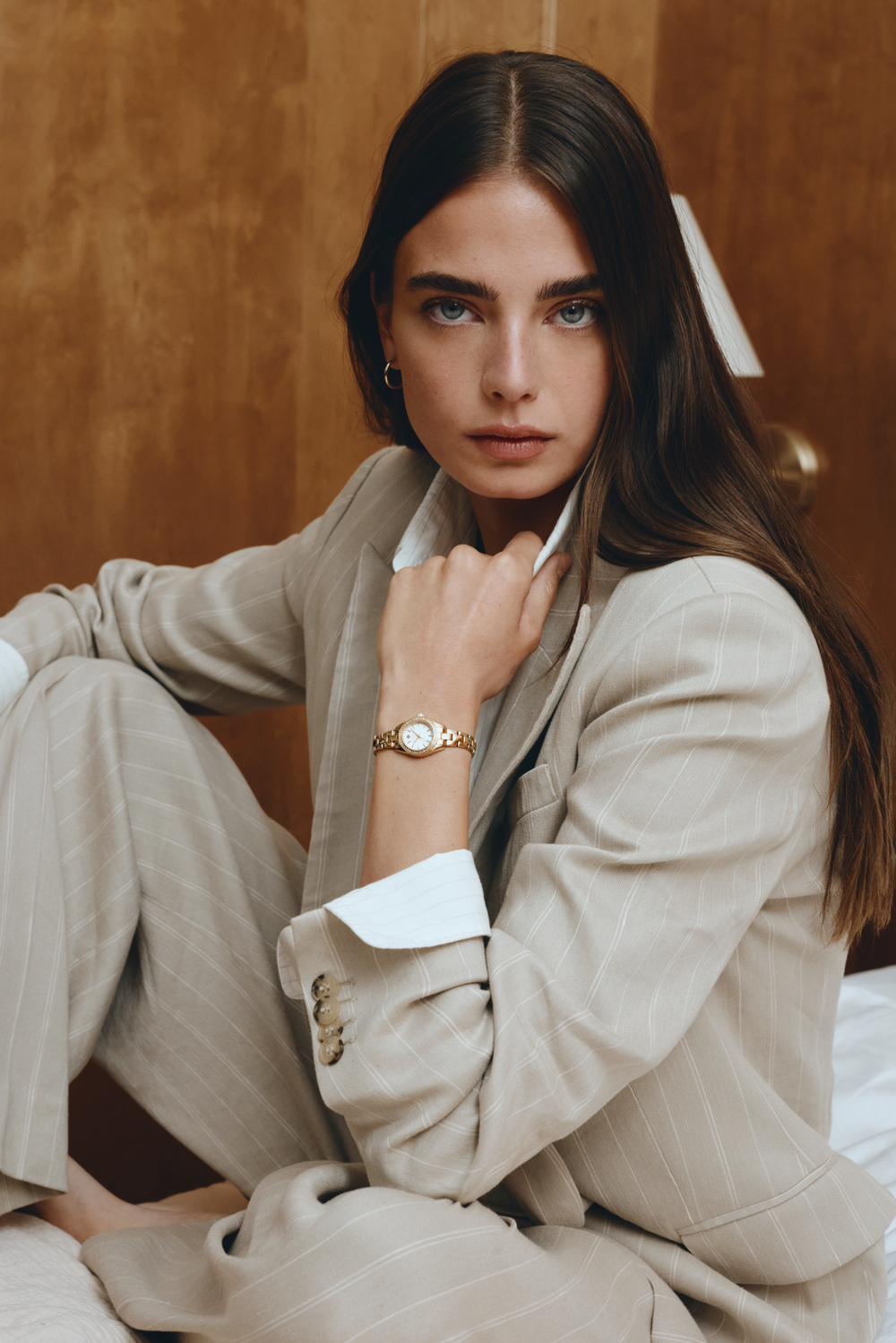 Gant Fairhaven Bijou dameklokke i gullfarget stål med stener (22mm)