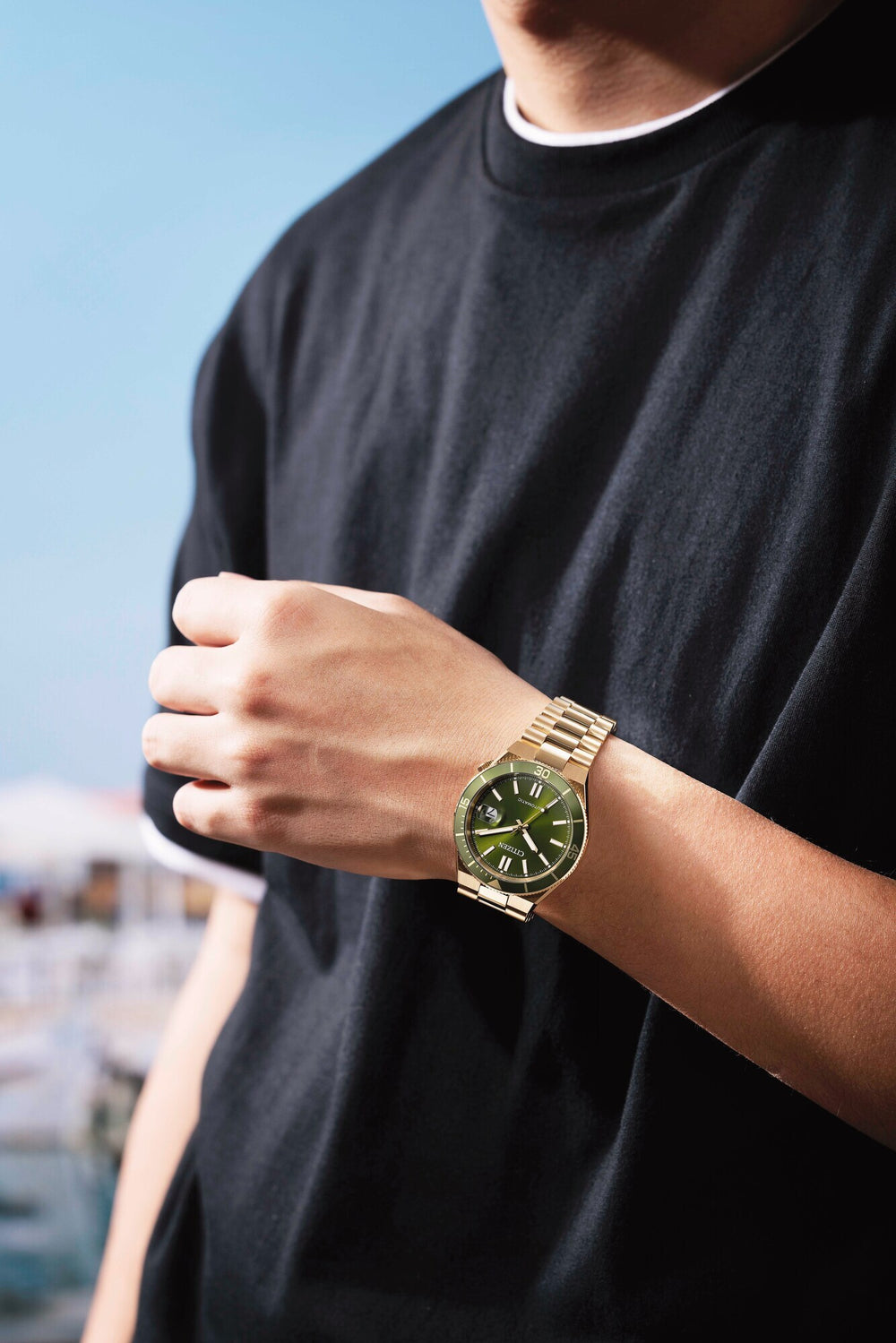 Citizen Tsuyosa Shore Automatic herreklokke i gullfarget stål (40mm)