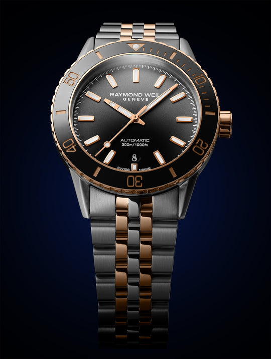 Raymond Weil Freelancer Diver Automatic herreklokke i tofarget stål (42,5mm)