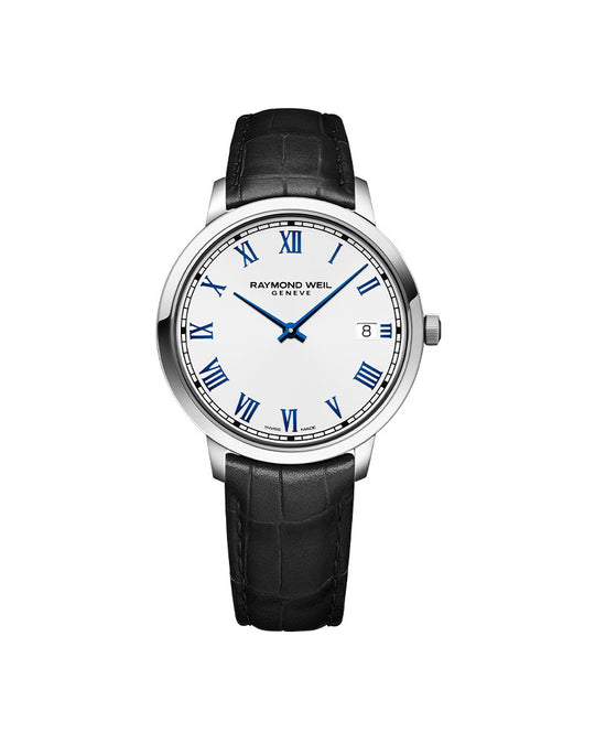 Toccata Mens Sort Skinn / Hvit 42mm