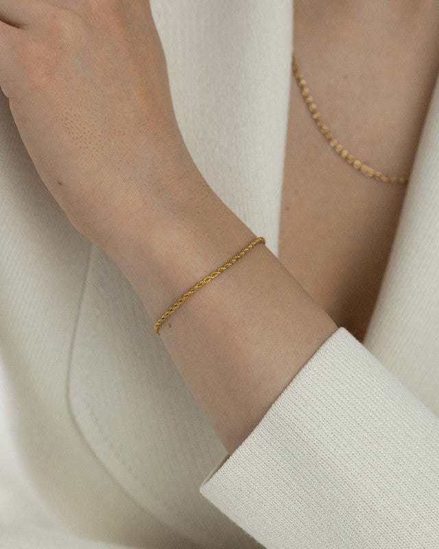 Thin Rope Bracelet Gold Medium