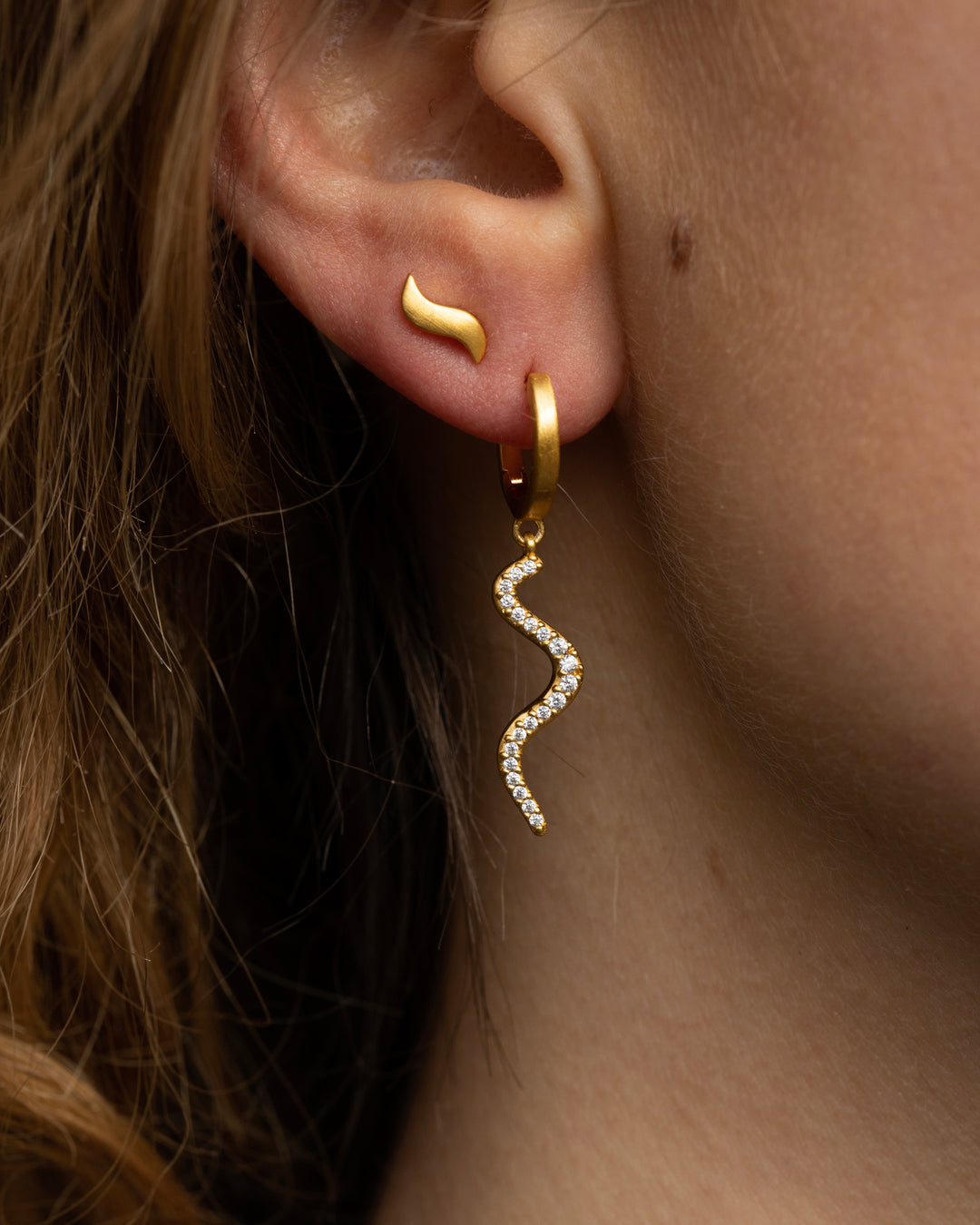 Wave Sparkle Hoop Mini Gold