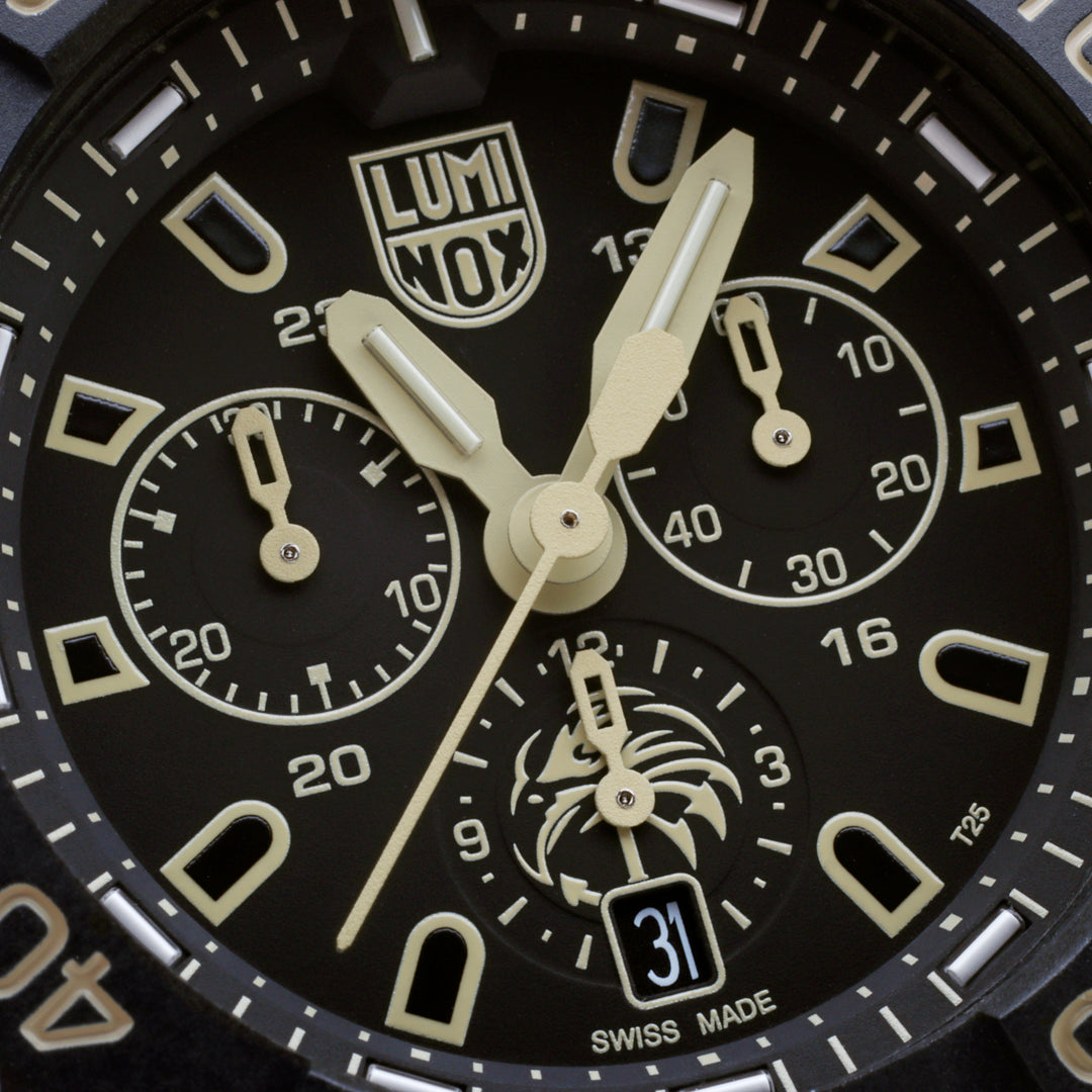 Navy Seal Chrono Sort / Beige 45mm / Sett med natorem