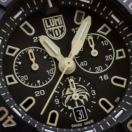 Navy Seal Chrono Sort / Beige 45mm / Sett med natorem