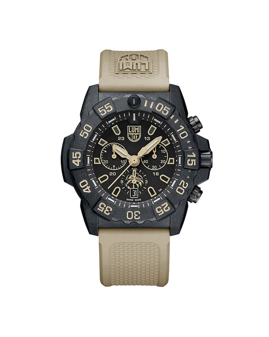 Navy Seal Chrono Sort / Beige 45mm / Sett med natorem