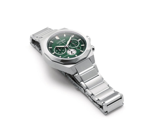 Super-Titanium Zenshin Senkei Eco-Drive Sølvfarget / Grønn 41mm