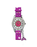 Club Katt Charms barneklokke med rosa rem (28mm)