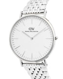 DW Classic herreklokke i sølvfarget stål (40mm)