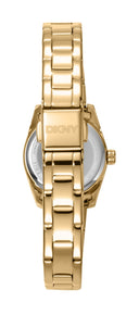 DKNY Mini dameklokke i gullfarget stål (23mm)