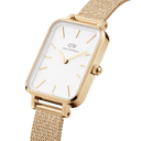 DW Quadro Evergold dameklokke i gullfarget stål (20x26mm)